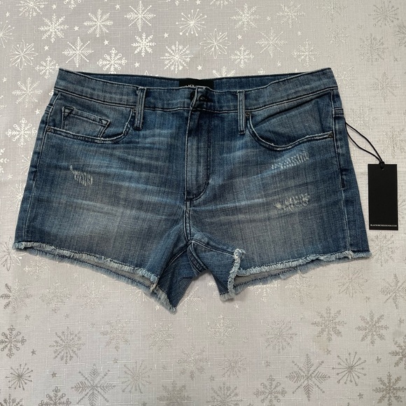 Black Orchid Blue Frayed Jean Shorts - Picture 1 of 2